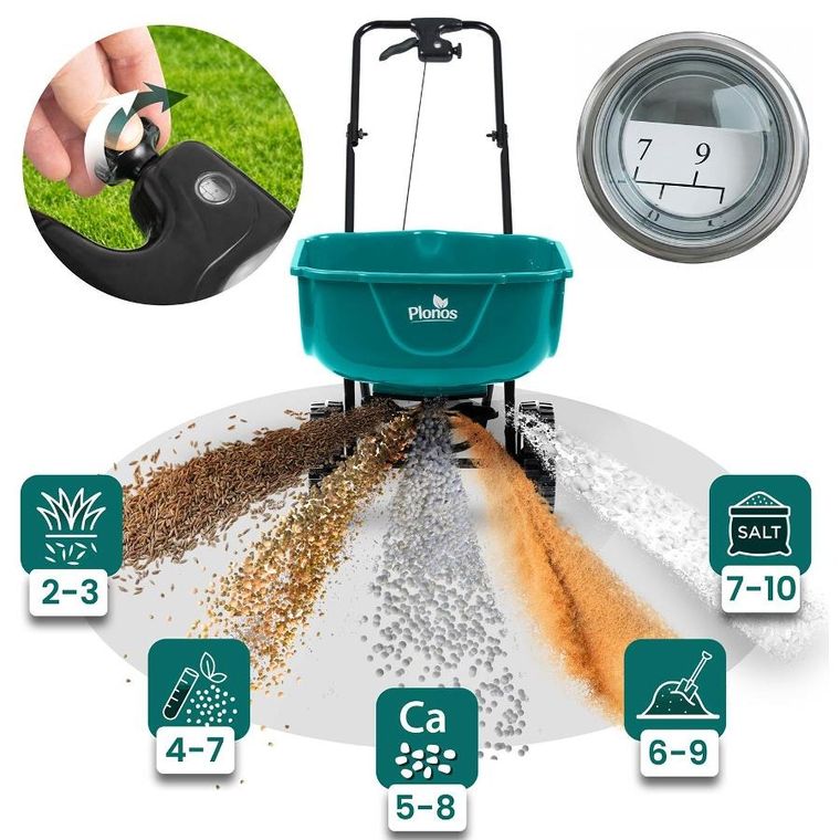 Plonos, siewnik do trawy, nasion, rozsiewacz, nawozu, ręczny, 27l, PL-981
