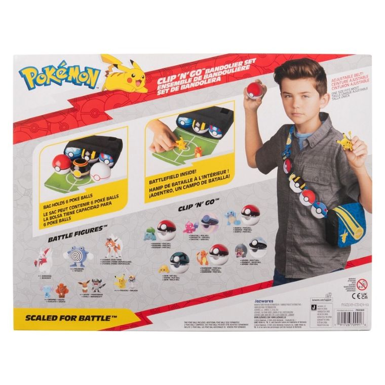 Pokemon, Clip 'N' Go Bandolier Set, Pikachu, pas trenera, zestaw z torbą i figurką