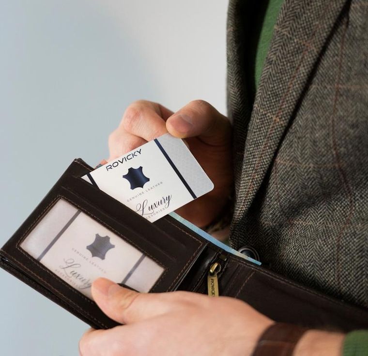 Portfel, brązowy, RFID, Rovicky