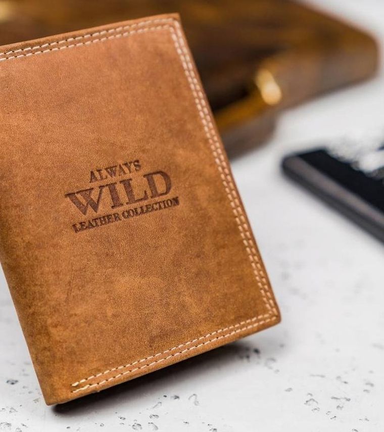 Portfel, brązowy, skórzany, Always Wild