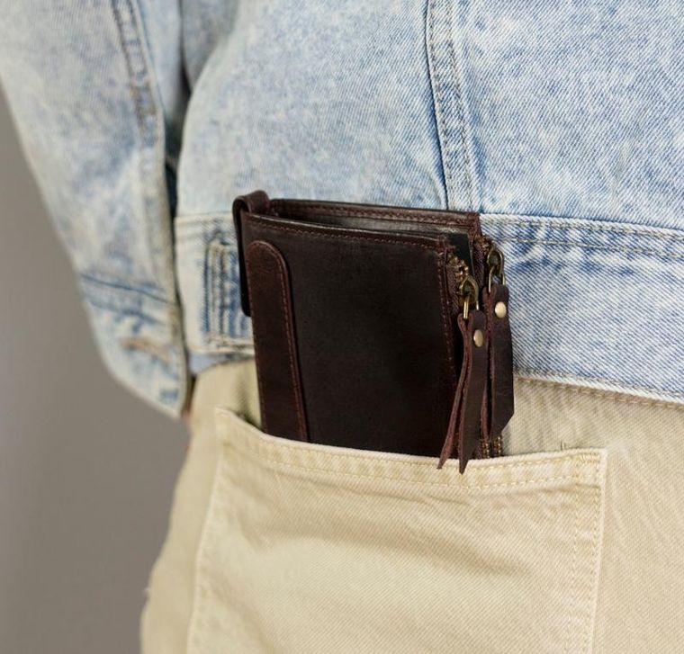 Portfel, brązowy, skórzany, RFID, Rovicky