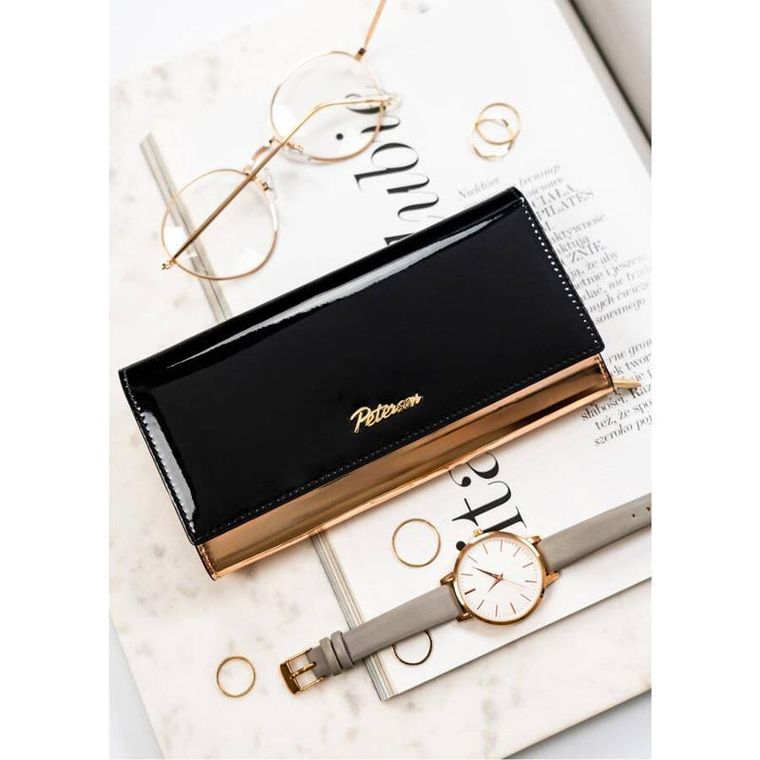 Portfel, czarny, skórzany, Peterson