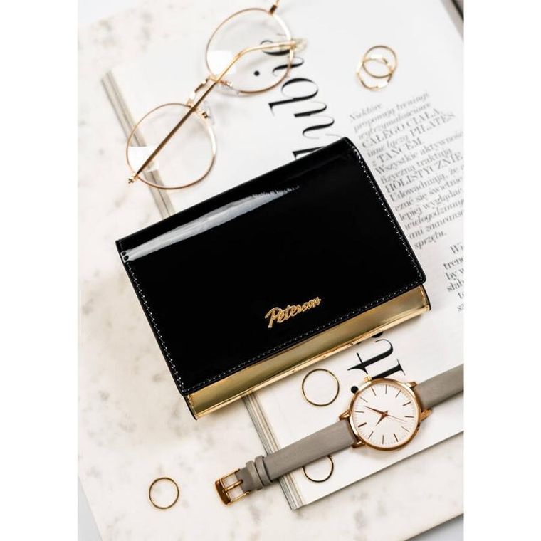 Portfel, czarny, skórzany, Peterson