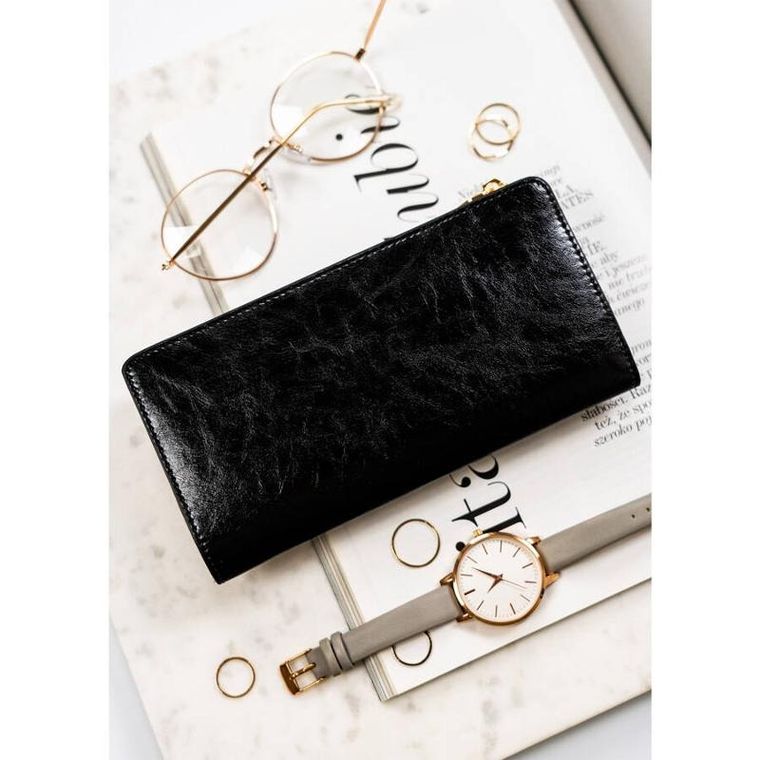 Portfel, czarny, skórzany, Peterson