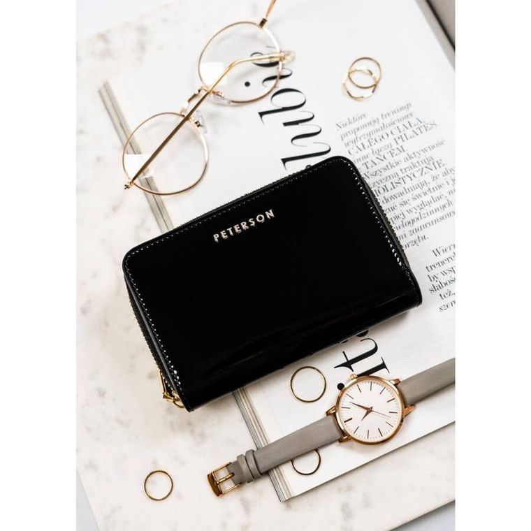 Portfel, czarny, skórzany, RFID, Peterson
