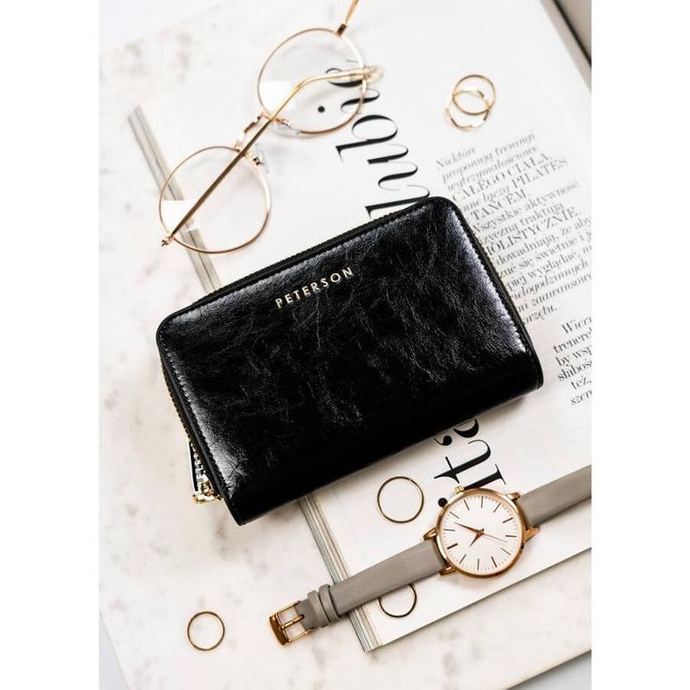 Portfel, czarny, skórzany, RFID, Peterson