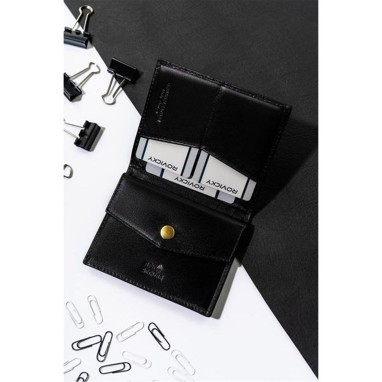 Portfel, czarny, skórzany, Rovicky