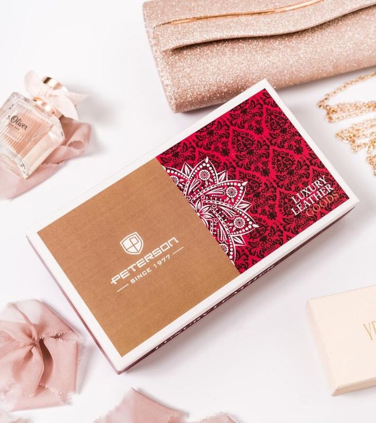 Portfel, czerwony, skórzany, Peterson