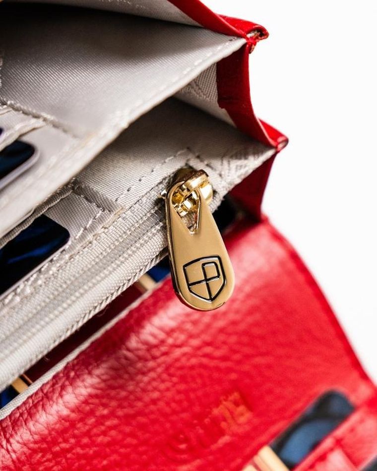 Portfel, czerwony, skórzany, Peterson