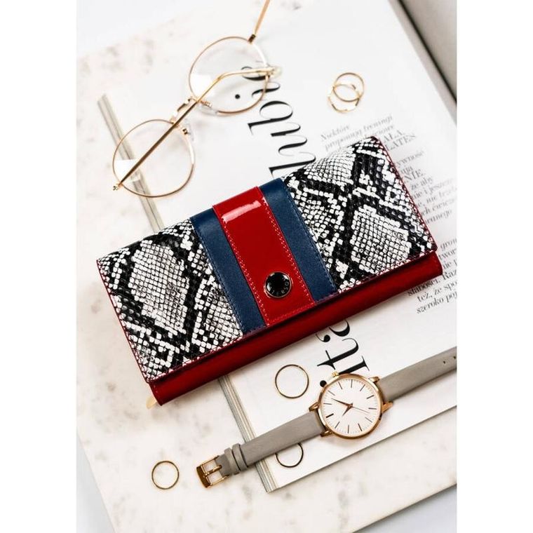 Portfel, czerwony, skórzany, Peterson