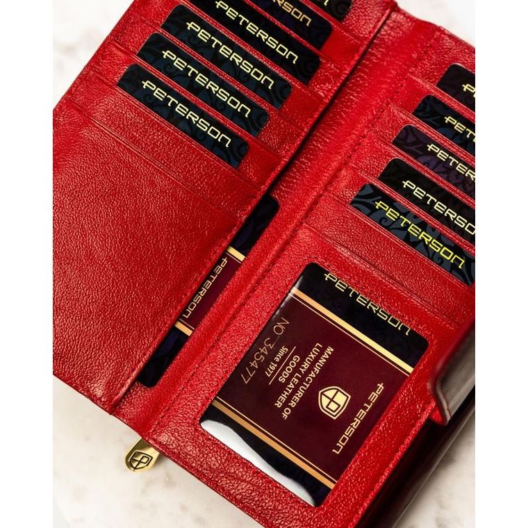 Portfel, czerwony, skórzany, Peterson