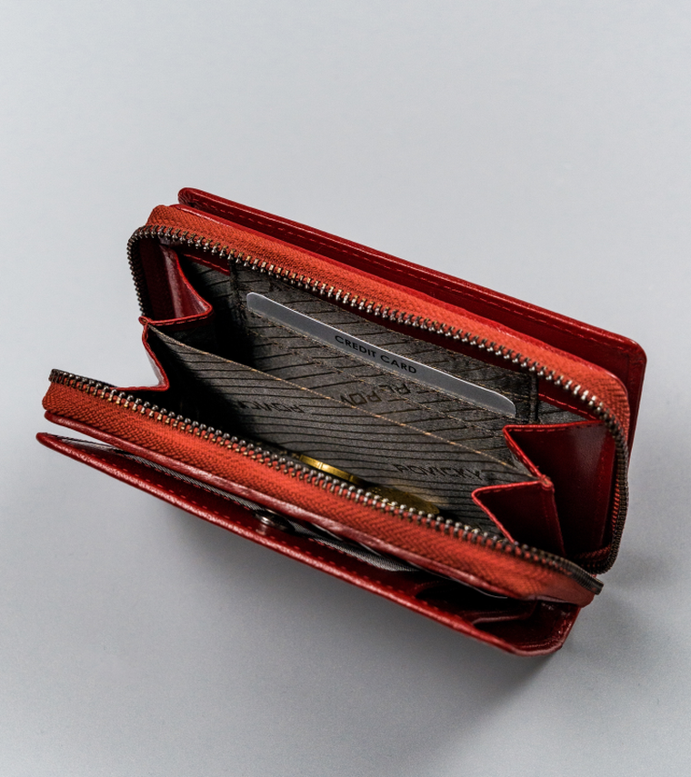 Portfel, czerwony, skórzany, RFID, Rovicky