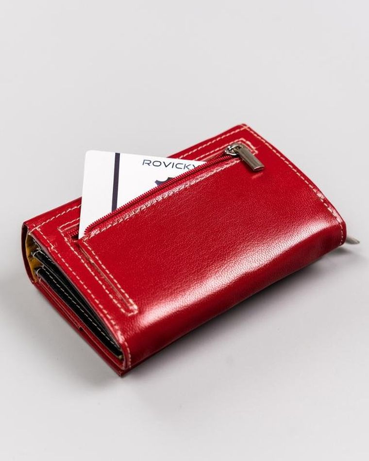 Portfel, czerwony, skórzany, Rovicky