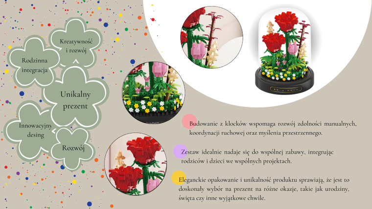 QBI, Czerwone róże, klocki konstrukcyjne, 593 elementów