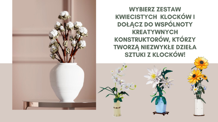 QBI, Kwiat bawełny bukiet, klocki konstrukcyjne, 647 elementów