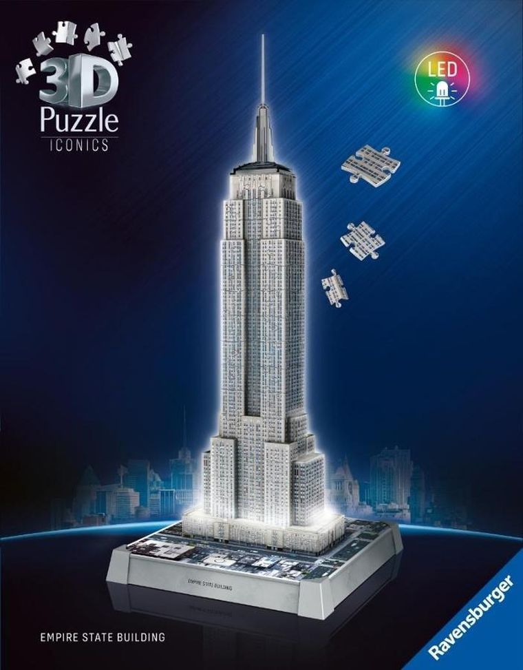 Ravensburger, Iconics, Empire State Building, puzzle 3D LED, 224 elementy