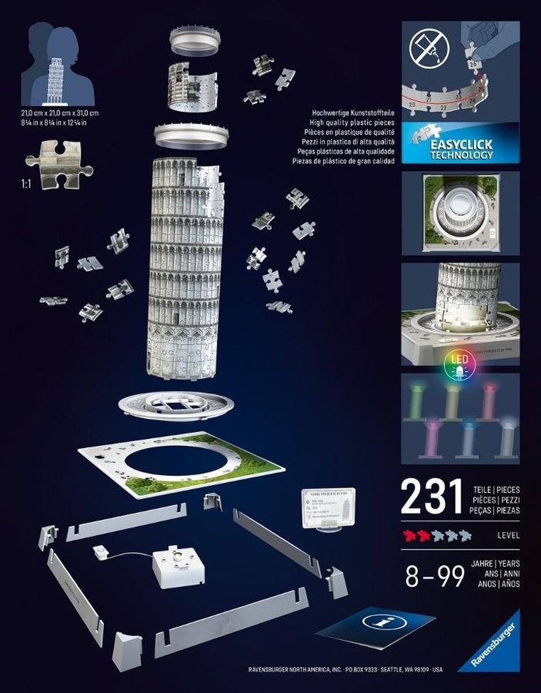 Ravensburger, Krzywa Wieża w Pizie, puzzle 3D
