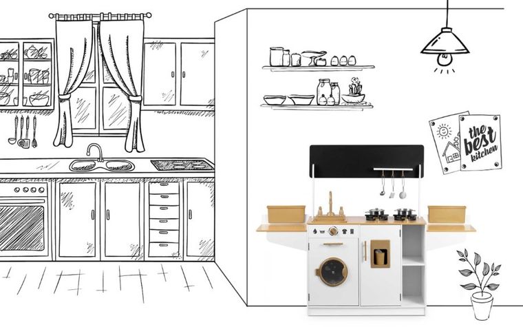 Ricokids, drewniana kuchnia z akcesoriami