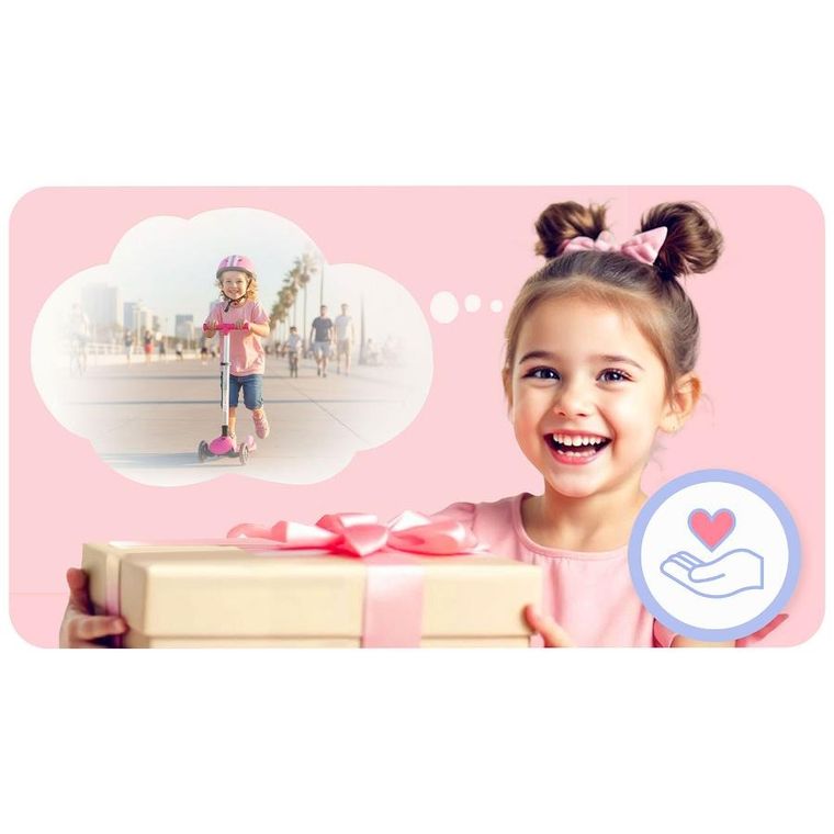 Ricokids, Jelly, hulajnoga 3-kołowa, balansowa, świecąca w ciemności, różowa