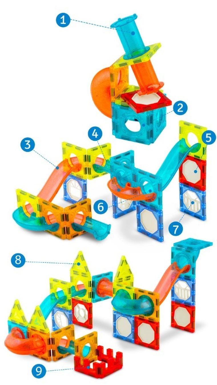 Ricokids, klocki magnetyczne z podświetleniem, 70 elementów