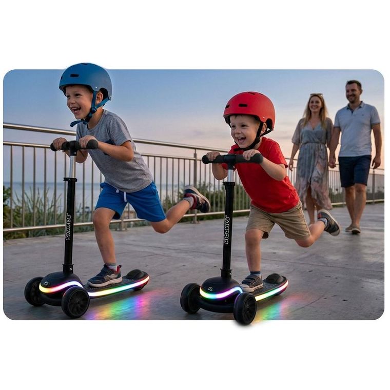 Ricokids, Leddi, hulajnoga 3-kołowa, balansowa, LED, czarna