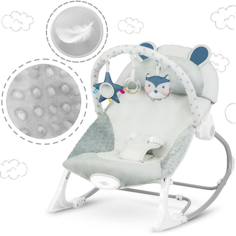 Ricokids, leżaczek bujaczek z wibracją, szary