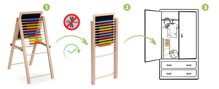 Ricokids, tablica drewniana z liczydłem, 66-45-32 cm