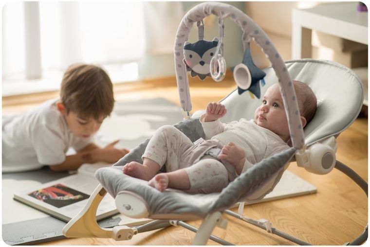 Ricokids, wielofunkcyjny leżaczek bujaczek, minky, jasny szary