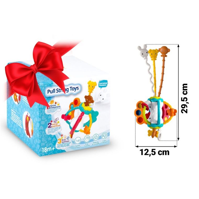 Ricokids, zabawka niemowlęca montessori ze sznurkami sensorycznymi, zwierzątka
