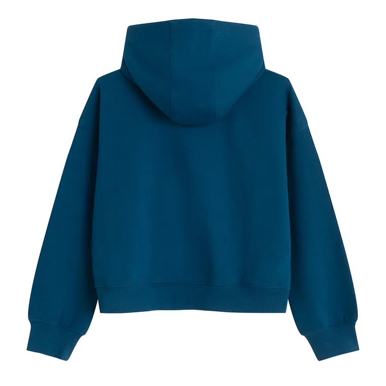 Rozpinana bluza z kapturem o kroju crop NOWEAR