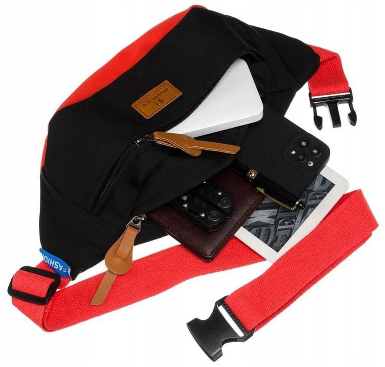 Saszetka na biodro, nerka, czarna, Rovicky