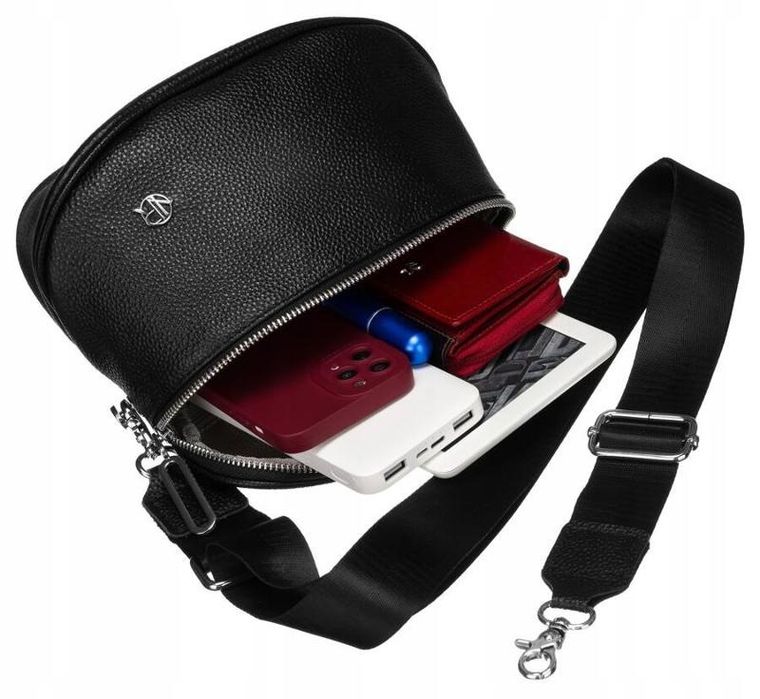 Saszetka na biodro, nerka, czarna, skóra ekologiczna, Rovicky