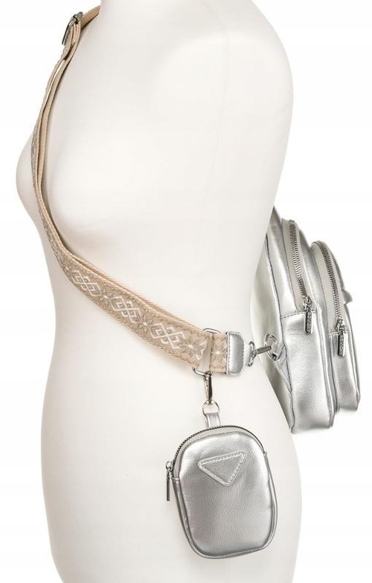 Saszetka na ramię, nerka, srebrna, skóra ekologiczna, Rovicky