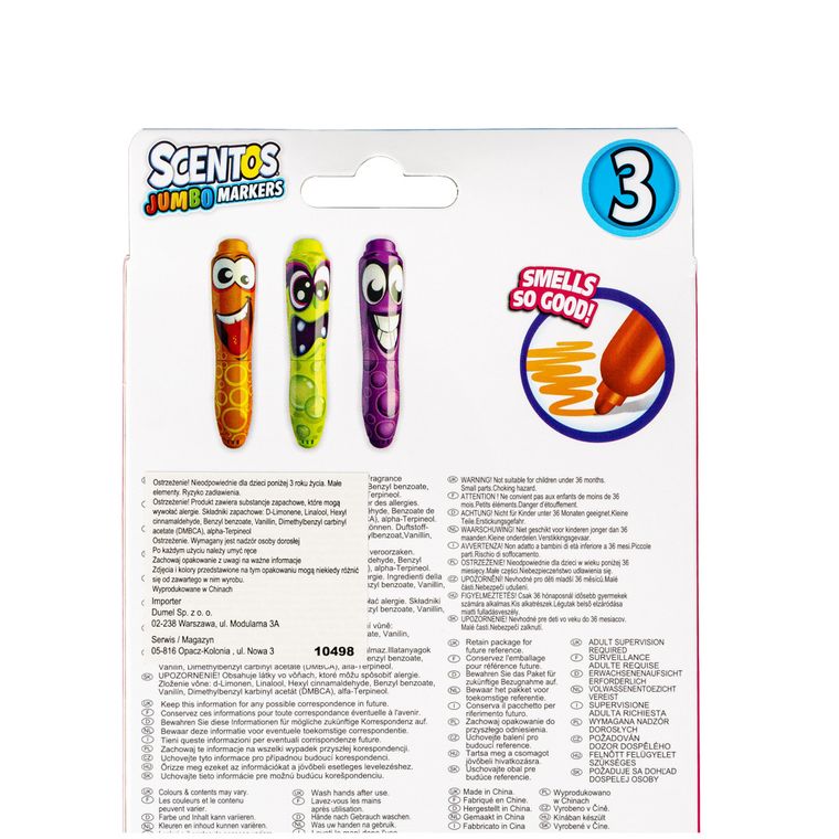 Scentos, pachnące markery, śmieszne minki, 3 kolory