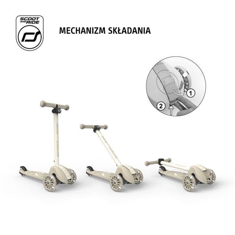 Scoot & Ride, Highwaykick 3S, hulajnoga z systemem sterowania 2w1, Ash