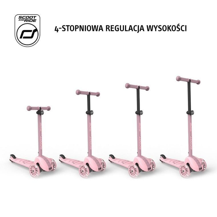 Scoot & Ride, Highwaykick 3S, hulajnoga z systemem sterowania 2w1, Rose