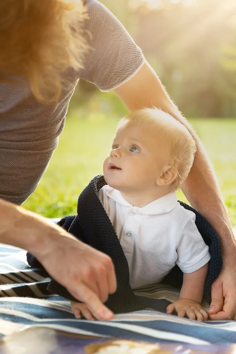 Sensillo, kocyk dziergany, bawełniany, granatowy, 100-80 cm