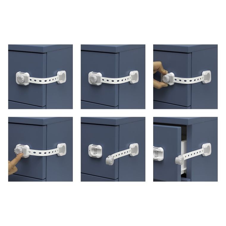 Sipo, zestaw zabezpieczeń do szaf i szuflad z funkcją smart lock, 6 szt.