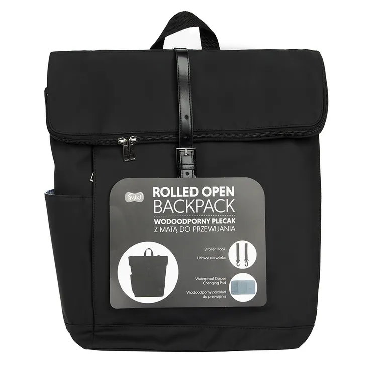 Smiki, plecak z matą do przewijania, wodoodporny, czarny