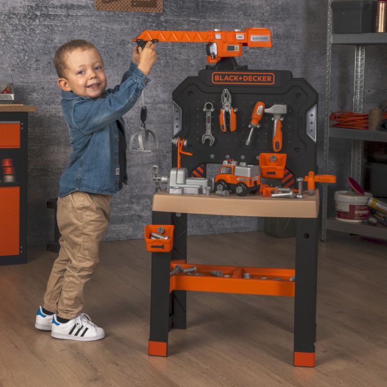 Smoby, Black+Decker, warsztat z dźwigiem, Bricolo Builder