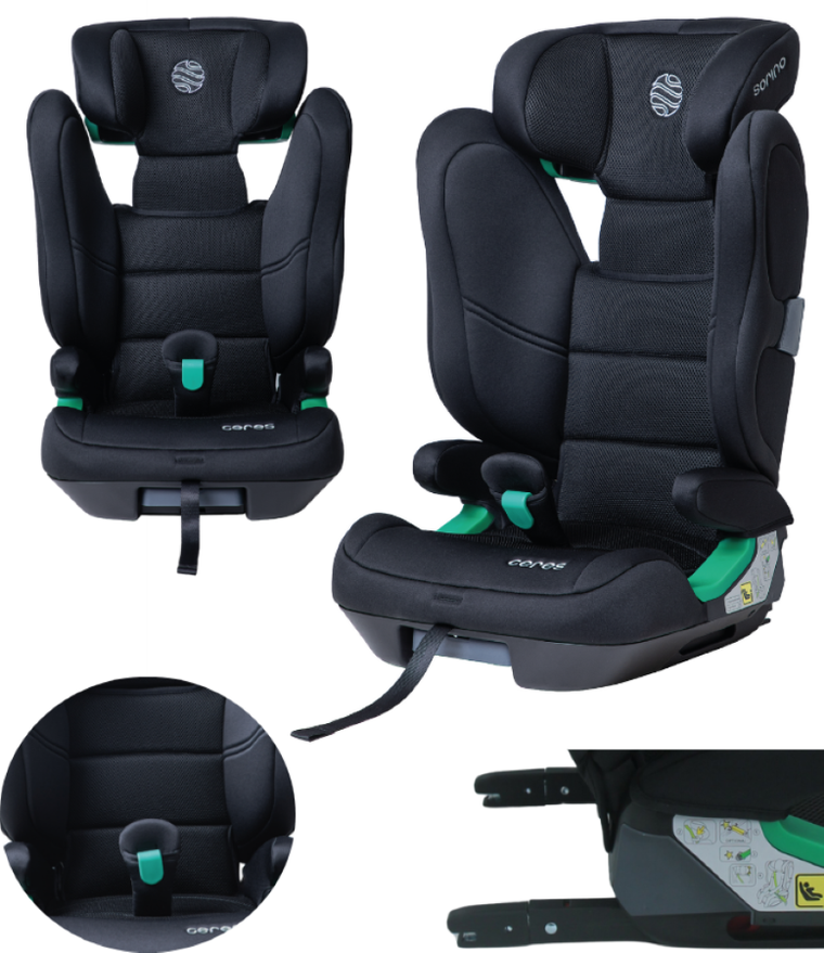 Sorino, Ceres, fotelik samochodowy, all black, 100-150 cm