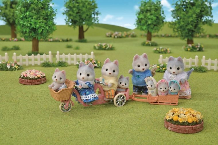 Sylvanian Families, Pieski Husky na rowerze, zestaw z figurkami, 5637