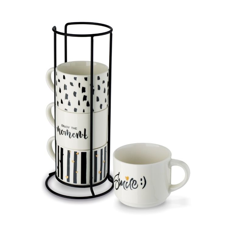 Tadar, Decor, komplet kubków na stojaku, 300 ml, 4 szt.