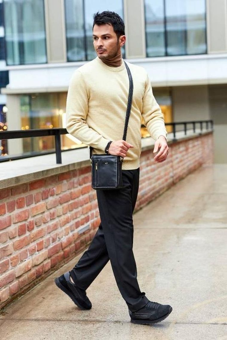 Torba listonoszka, czarna, skórzana, Peterson