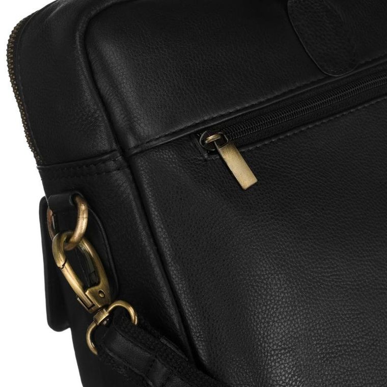 Torba na laptopa, czarna, skórzana, 13,3", Peterson