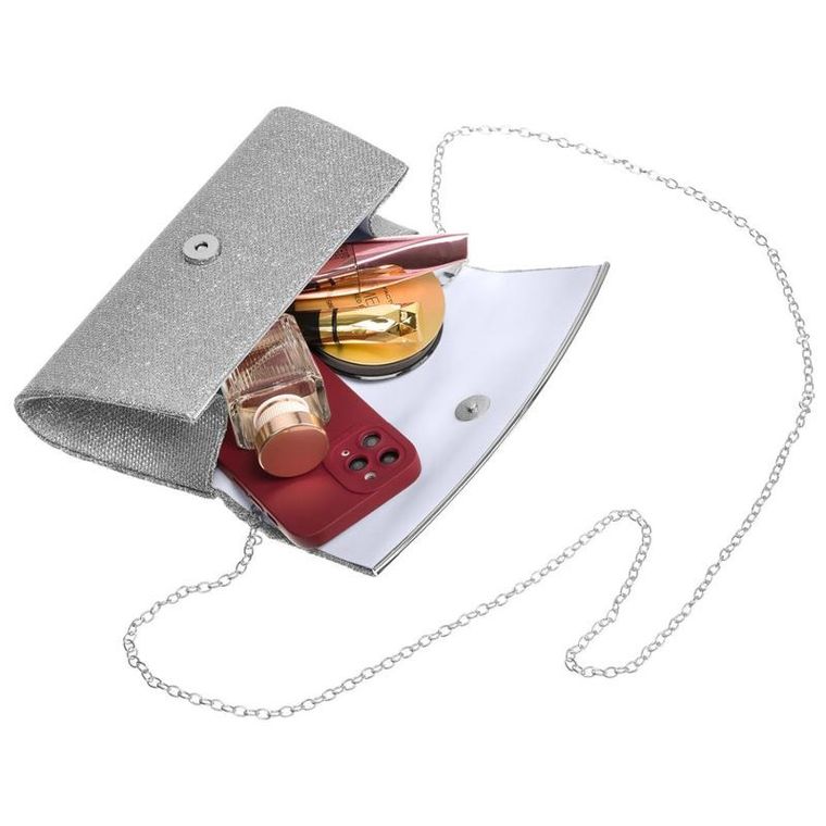 Torebka kopertówka, srebrna, Rovicky