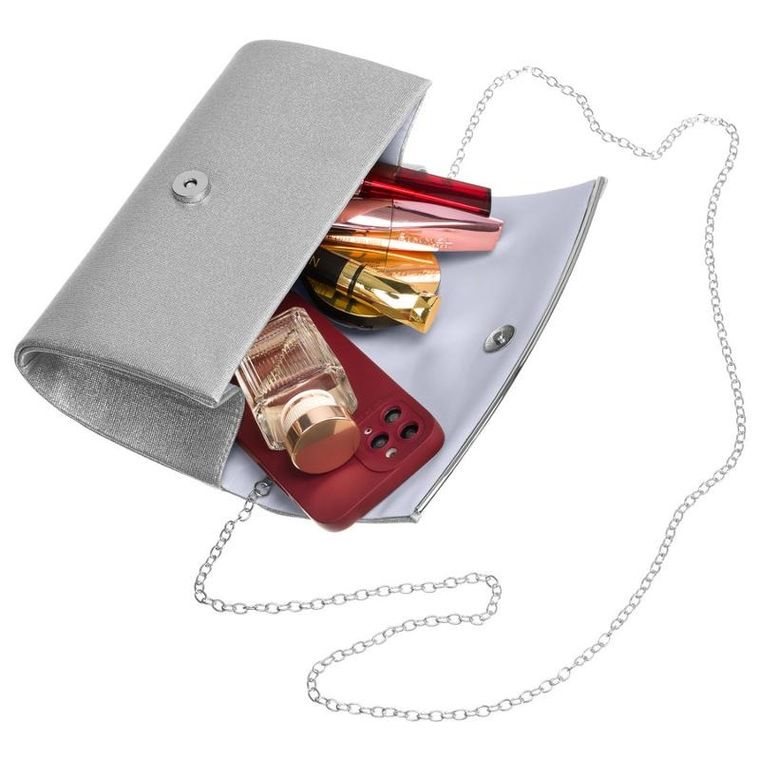 Torebka kopertówka, srebrna, Rovicky