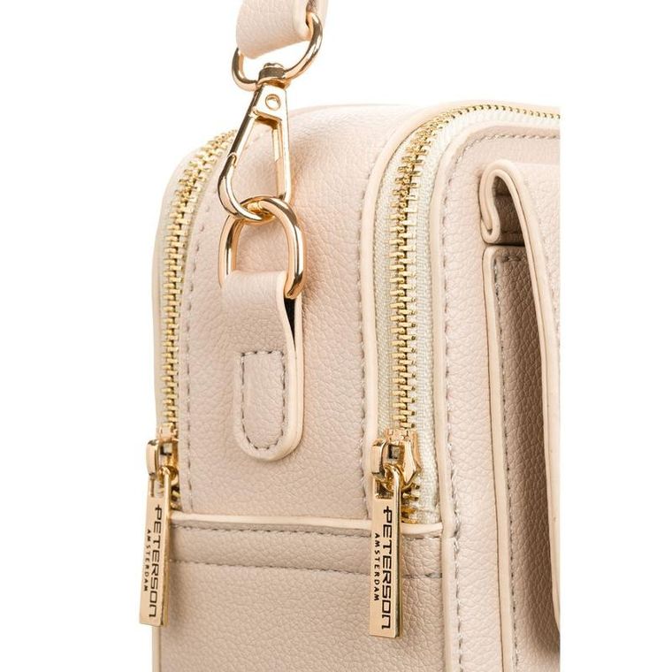 Torebka listonoszka, beżowa, skóra ekologiczna, Peterson