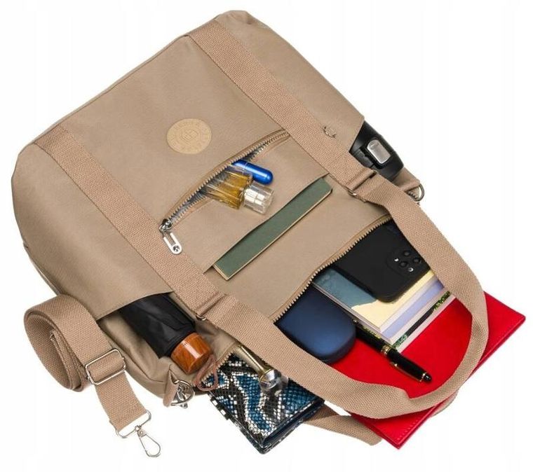 Torebka shopper, beżowa, Peterson