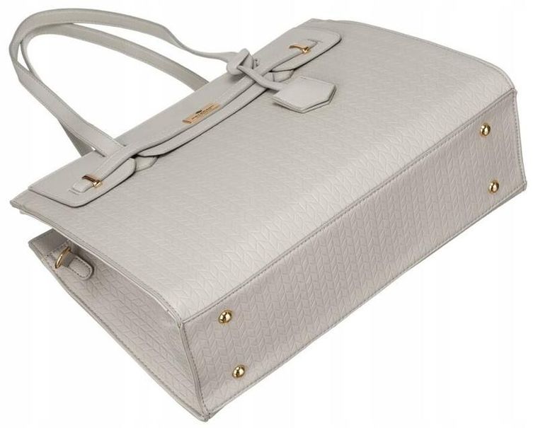 Torebka shopper, szara, skóra ekologiczna, Peterson